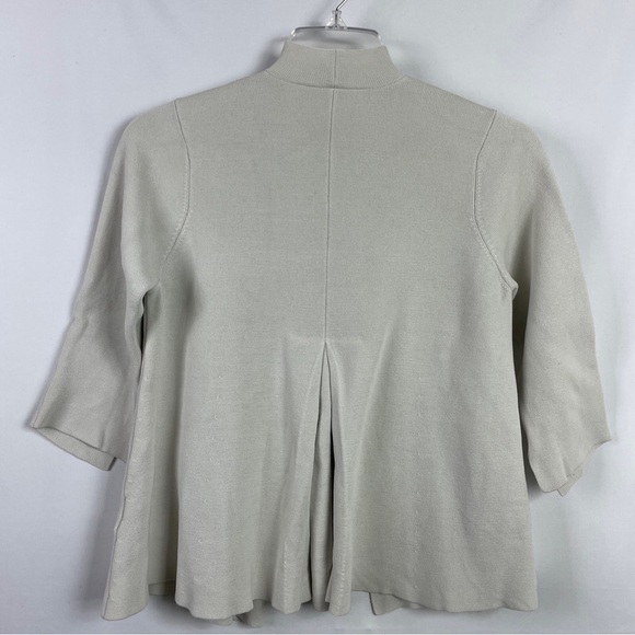 Eileen Fisher Open Cardigan Petite Large PL Silk Blend Ivory - Picture 2 of 10